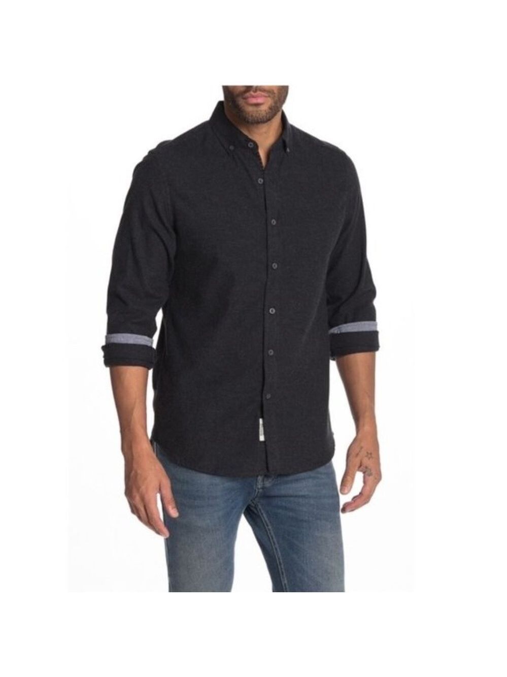 Report Collection Solid Slim Fit Flannel Shirt